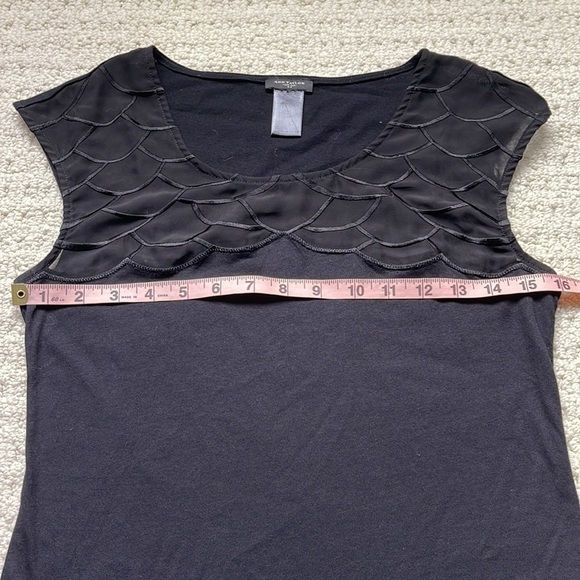 Ann Taylor Black Sheer Panel Top Size XS - Picture 8 of 10